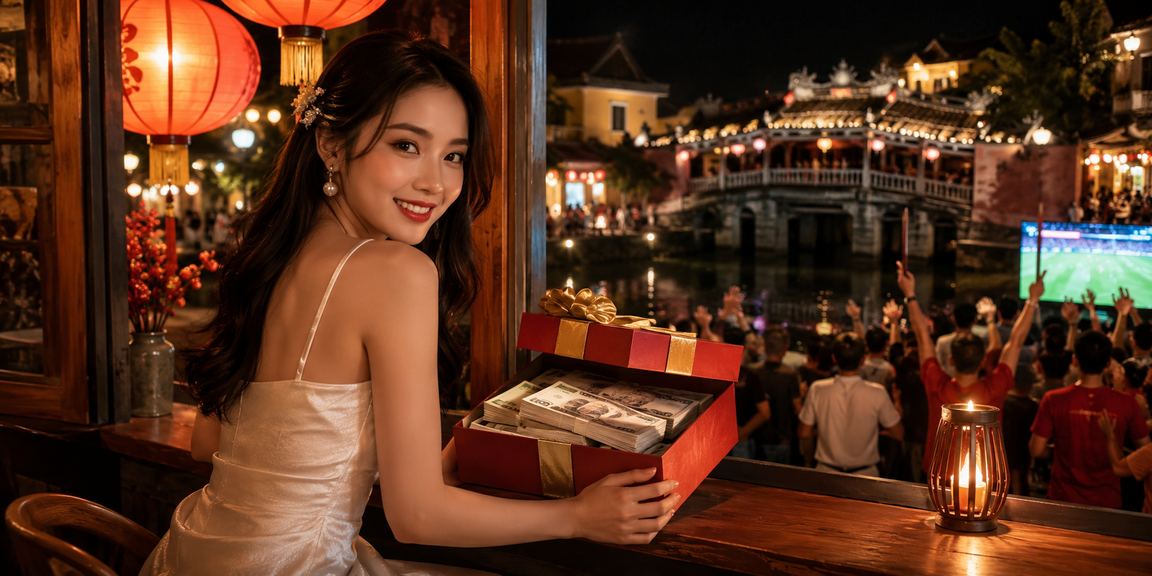 Khung cảnh casino và người chơi cà phê tại Hội An